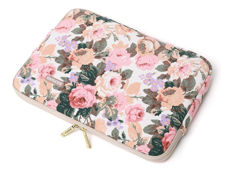 Kayond Canvas Water-Resistant 14 Inch Laptop Sleeve case for 14.1inch Notebook Compute (14-14.1 inch, White Camellia) - Image 4